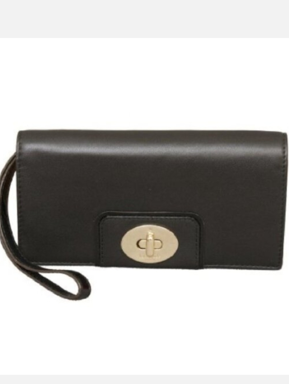 Kate Spade Turnlock Mara Hampton Road Black Leather Clutch Wallet
